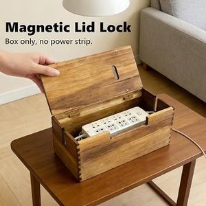 Wooden Cable Management Box Rectangle Single Tier Durable Storage For <b>Electric</b> <b>Wire</b> Earphone <b>Wire</b> Living Room Standing Type - Product Image 4