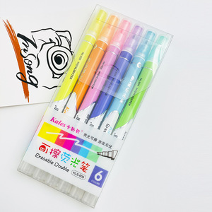 Set di Evidenziatori a Doppia Punta <span class=keywords><strong>per</strong></span> Diari e Libri, 6 Colori, <span class=keywords><strong>Cancellabili</strong></span>, Scrittura Fluida - Product Image 1