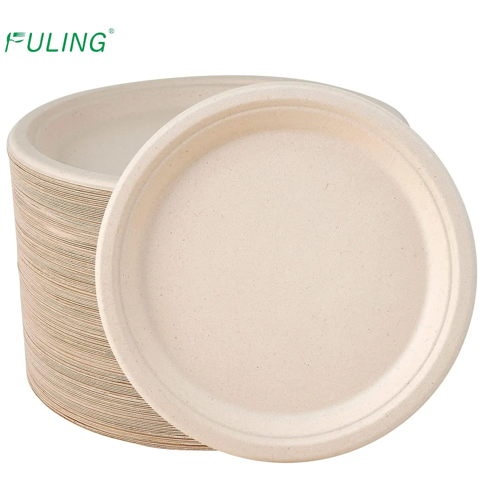 Round Natural Approved 100% Compostable Bagasse Heavy Duty Biodegradable Plates