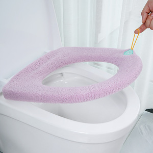 Housse de siège de toilette universelle, épaisse, tricotée, lavable, en polyester, pour l'automne et l'hiver, écologique, usage domestique - Product Image 2