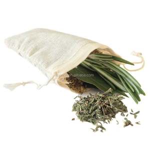 Bolsa de Té de Malla de Muselina de Algodón Natural Sin Blanquear con Cordón - Product Image 1