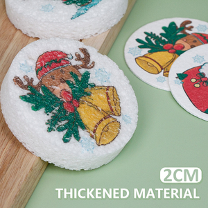 Éponge à vaisselle en coton de pulpe de bois imprimée avec un motif de Noël, biodégradable, pour nettoyer les casseroles et les poêles de cuisine - Product Image 4