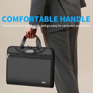 Custom Logo <b>A4</b> Leather File <b>Folder</b> Zipper <b>Document</b> Binder Portable Office Organizer with Lock - Product Image 2