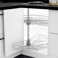 WELLTOP Panier en fil de fer électrolytique moderne Organiseur d'angle de cuisine Pivotant à 270 degrés Rangement WTB-138