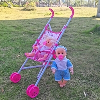Poussette de poupée pour jeu d'imitation, chaise haute de simulation en plastique et métal, lit à bascule, jouet de déguisement