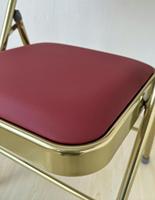 Chaise pliante empilable à cadre doré pour salle de banquet rouge, idéale pour conférences et chambres à coucher - Vente en gros