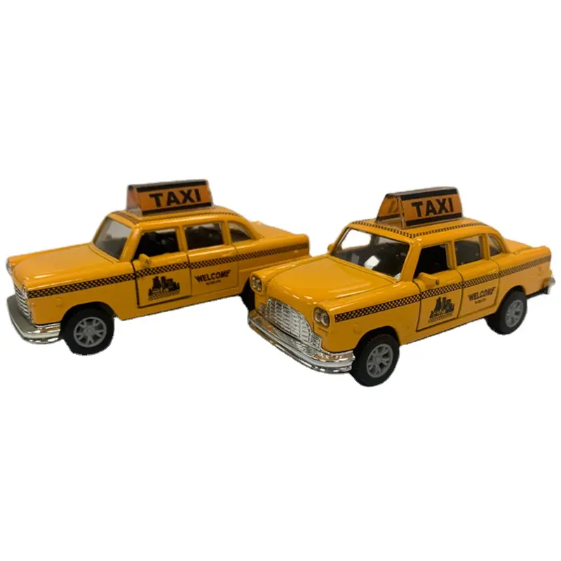 1/32 Schaalmodel Taxi Speelgoed Diecast Speelgoedvoertuigen Trekken Auto Metaallegering Geluidslicht Terug