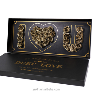 Boîte de cadeaux de la Saint-Valentin I LOVE YOU fleurs séchées décor eid Rosa Preservada Con Tallo Forever roses éternelles préservées - Product Image 1