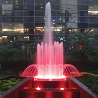 Fontaine de jardin moderne en acier inoxydable avec éclairage RGB programmable, colonnes d'eau synchronisées à la musique
