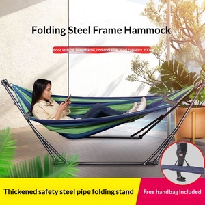 Adults Foldable Iron Frame Outdoor Camping Hiking Hammock <b>Stand</b> 200kg Capacity Cloth Material Extra Thick <b>Hanging</b> <b>Chair</b> Support - Product Image 3