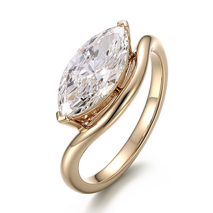 PROVENCE fine jewelry custom anillo de diamantes de 18k lab grown diamond 2 ct elongated <b>ring</b> <b>couples</b> wedding bands for women - Product Image 2