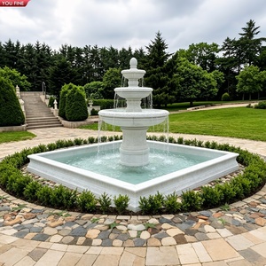 Fontaine à trois niveaux YOUFINE en marbre blanc avec relief <span class=keywords><strong>de</strong></span> tête <span class=keywords><strong>de</strong></span> <span class=keywords><strong>lion</strong></span> doré, fontaine en pierre pour la <span class=keywords><strong>d</strong></span>écoration <span class=keywords><strong>de</strong></span> villas <span class=keywords><strong>de</strong></span> luxe et <span class=keywords><strong>de</strong></span> cours. - Product Image 3