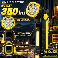 Lampe de travail portable XINJUE B017 OEM ODM personnalisée, 10W LED, 350 lm, 500m, rechargeable, avec base magnétique et crochet de fixation