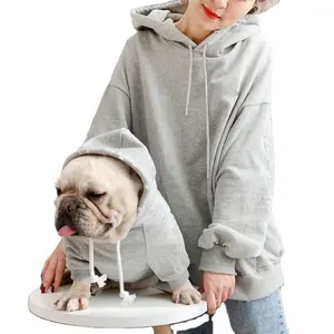 高品質の快適な綿のマッチング犬と人間のパーカークラシックデザイナーペット服帽子付き無地の犬のコート