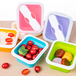 Tái Sử Dụng Con Dấu Silicone Đóng Mở Hộp Ăn Trưa Bát Cấp Thực Phẩm Lò Microwave Bento Silicone Thực Phẩm Lưu Trữ <span class=keywords><strong>Container</strong></span> Với Ngã Ba - Product Image 1