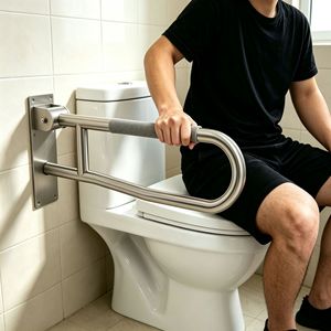 Barre d'appui de sécurité pliable en acier inoxydable 304 antidérapante pour toilettes, pour personnes handicapées et âgées - Product Image 1