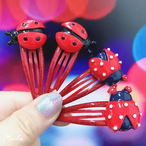 Pack personnalisé enfants animaux pinces à cheveux coccinelle Snap Barrettes BB Snap mignon Animal coccinelle pinces à cheveux pour filles accessoires de cheveux