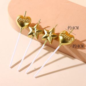 Velas de cumpleaños con forma de corazón y estrella de cinco puntas, rojas, de parafina, para decoración de pasteles en fiestas y celebraciones. - Product Image 3