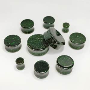 Plugs et Tunnels Plats pour Oreilles en Pierre de Sable Verte, Bijoux de Piercing Corporel Classiques, 6mm, pour Cadeau, Fête, Vente en Gros - Product Image 2
