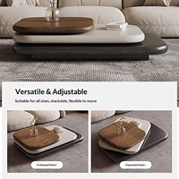 Table basse rotative minimaliste italienne en galets de pierre carrés, moderne et simple, pour petit appartement, salon, avec rangement, sans assemblage