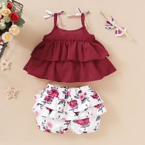 Ensemble chemise et pantalon Kangkang pour bébés filles, style été, chemise en jean sexy, vêtements pour bébés européens, vente en gros - Product Image 2