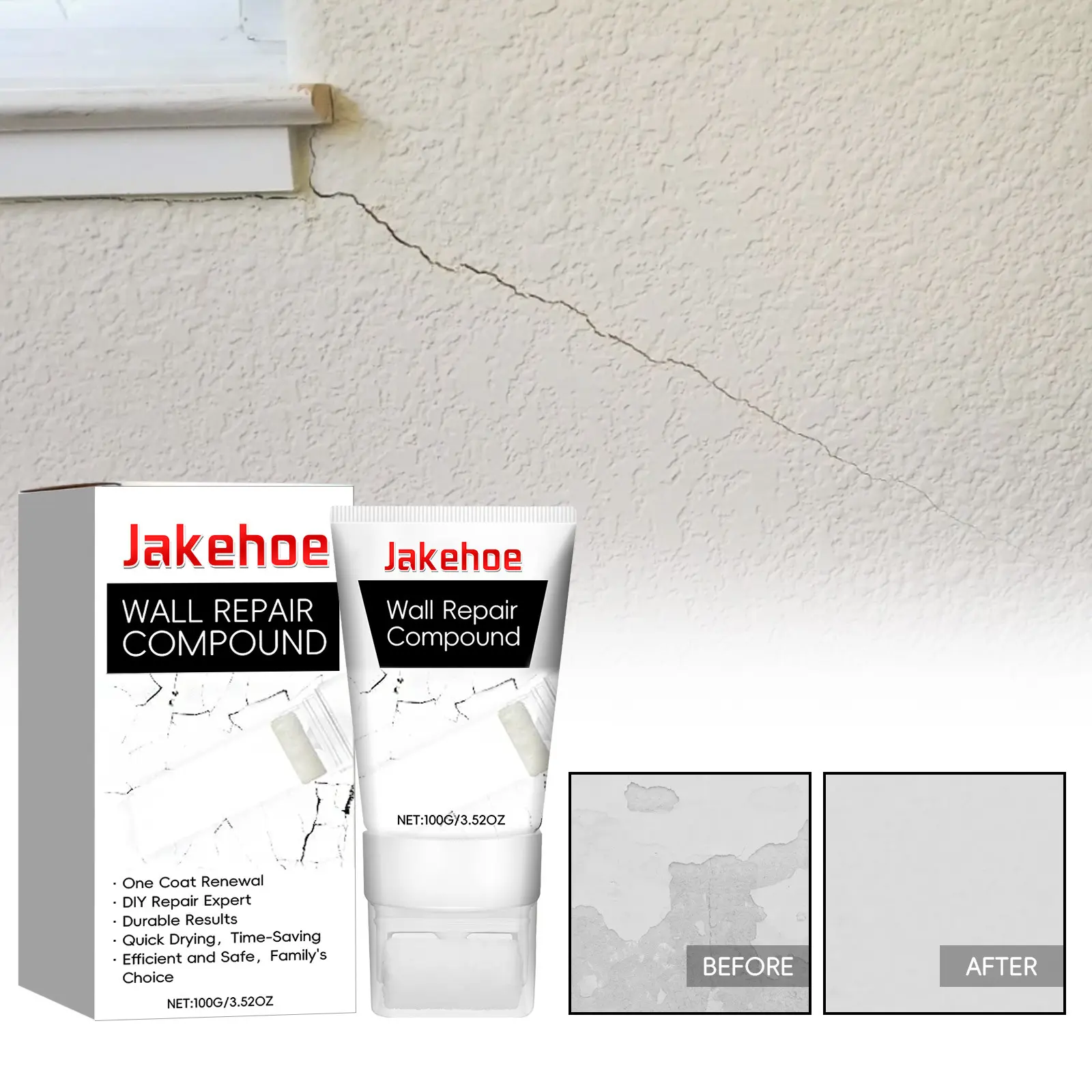 Wholesale Jakehoe Quickly Drying Wall Repair Compound Crack Filler White Wall Repair Paste