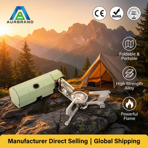 Estufa Portátil de Propano, <span class=keywords><strong>Parrilla</strong></span> de Gas de Alta Potencia Resistente al Viento, Quemador para Barbacoa al Aire Libre, para Camping, Viajes, Uso Doméstico y Comercial - Product Image 1