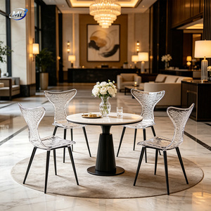 ML Transparent Resin Chair With Black Metal Legs Midcentury Modern Ergonomic Design For Dining Room - Product Image 2