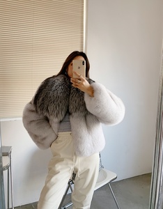 Manteau à col en fourrure de renard <span class=keywords><strong>argenté</strong></span> de luxe Style court femmes hiver épais moelleux vêtements d'extérieur en fourrure entière veste en fourrure de renard blanc naturel - Product Image 2