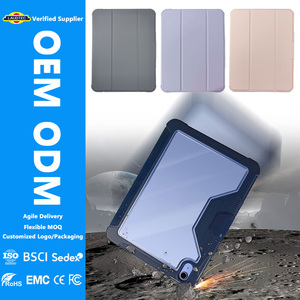 เคส ODM PC+TPU แบบพับสามตอน ทนทานต่อการตกกระแทก พร้อมช่องใส่ปากกาในตัว ฟังก์ชั่นปลุก/พักอัตโนมัติ สำหรับ iPad 11 นิ้ว - Product Image 1