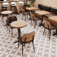 Café-restaurant restauration rapide café carré Commercial bois cuir Restaurant banc canapé meubles stand siège Table et ensemble de chaises