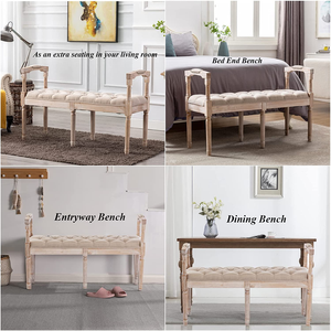 Meuble provincial français TOSEE cadre en bois de caoutchouc avec finition antique banc ottoman de salon en bois - Product Image 4