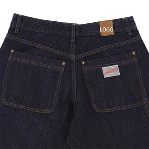 Vaqueros de mezclilla cruda con logo personalizado al por mayor para hombre, talla grande, holgados, con parches, doble rodilla, estilo moda, skate, baggy, carpintero - Product Image 6