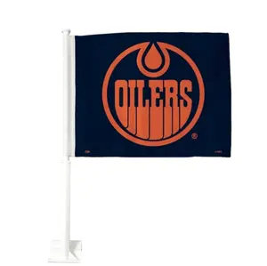 Bandera de ventana de coche de doble cara de alta calidad, 12x18, edredton Oilers flag con poste fuerte