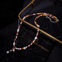 Collier Pendentif Dauphin en Pierre Naturelle, Cristal, Jaspe Image 4mm, Coquille Blanche, Perle d'Eau Douce et Agate Mousse