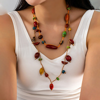 Collier long en perles multicolores à une couche, style bohème, perles irrégulières, bijoux cadeaux Comiya 2026