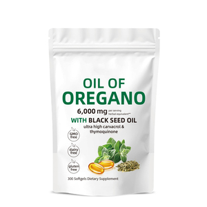 Huile d'<span class=keywords><strong>origan</strong></span> avec huile de nigelle en gélules molles 6000mg – Améliore l'immunité, complément à base de plantes, santé intestinale, antioxydant, OEM - Product Image 1