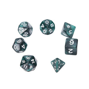 ชุดลูกเต๋าสีเขียวเข้มประดับมุกหลายด้านมีเส้นขอบ7ชิ้นสำหรับวิ่ง DND - Product Image 4