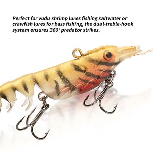 Señuelo de camarón multiseción al por mayor, 9.5cm/11g, de plástico blando hundible con cabeza de jig para pesca de lubina y lucio en agua salada - Product Image 4