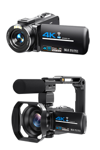 Caméra vidéo 4K 56MP, caméra de vlogging, caméra YouTube, WiFi, vision nocturne, écran tactile rotatif, caméra enregistreuse pour podcast - Product Image 2