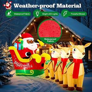 Aufblasbare Weihnachtsfigur Weihnachtsmann im Schlitten mit Rentieren und Lichtern, Rasen- und Gartendekoration, aufblasbare Weihnachtsdekoration für den Hof - Product Image 4