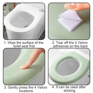 Funda de asiento de inodoro impermeable en forma de V al por mayor, lavable, con cojín de espuma, para baño y hogar - Product Image 2