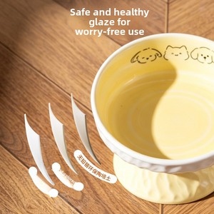 Gamelle surélevée en céramique <span class=keywords><strong>pour</strong></span> chat, anti-renversement, protection du cou, <span class=keywords><strong>pour</strong></span> nourriture, eau et friandises, mangeoire ergonomique surélevée <span class=keywords><strong>pour</strong></span> animaux de compagnie - Product Image 3