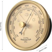 Baromètre météo intérieur/extérieur, manomètre de pression barométrique pour la maison, baromètre analogique, instruments de station météo (or)