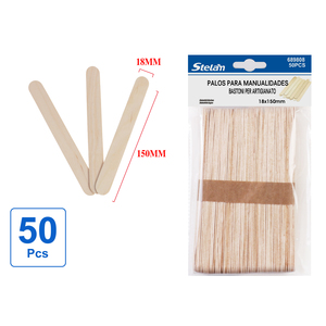 Confezione da 50 pezzi di 18x150mm artigianato in legno naturale bastoni abbassalingua per progetti fai da te - Product Image 1