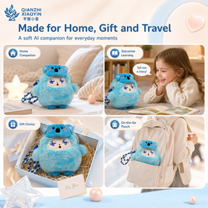 AI COCO Koala Azul de Peluche con Bolsillo, Bolso Portátil, Gorro de Copo de Nieve, Ojos LED con Luz Ambiental, Clonación de Voz ChatGPT en Más de 50 Idiomas para WiFi CE - Product Image 4
