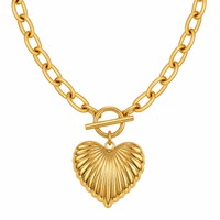 Meilleure Vente 2026 – Collier Pendentif Cœur Tendance pour Femme avec Fermoir OT, en Acier Inoxydable Étanche – Accessoire de Mode Estival