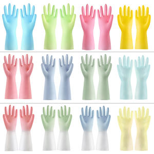 Gants en caoutchouc pour la maison, 32 cm, fins, imperméables, couleur unie, en latex, pour la vaisselle et le nettoyage domestique - Product Image 1