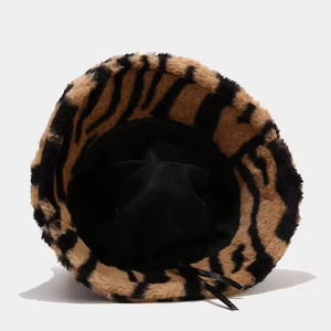 Wholesale New Trendy <strong>Women</strong> Striped Animal Print <strong>Bucket</strong> <strong>Hats</strong> Plush Furry Warm Dress <strong>Woman</strong> Fluffy Fur <strong>Bucket</strong> <strong>Hat</strong>