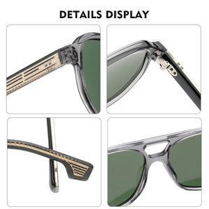 2025トレンドトレンド偏光サングラス手作りアセテートクラシックUV400シェードサングラスグレー男性用高品質ガファスデソル - Product Image 5